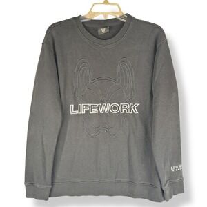 Lifework Hideaway Sweatshirt Unisex Size Medium Bull Dog Streetwear Embroidered